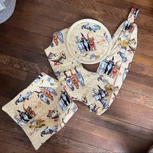 Handmade cat pot holder set